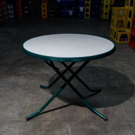 Tafel rond groen met wit blad